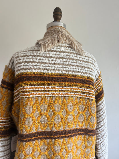 Vivianne Jacket with Upcycled Vintage Throw Blanket M/L #CVJTML9