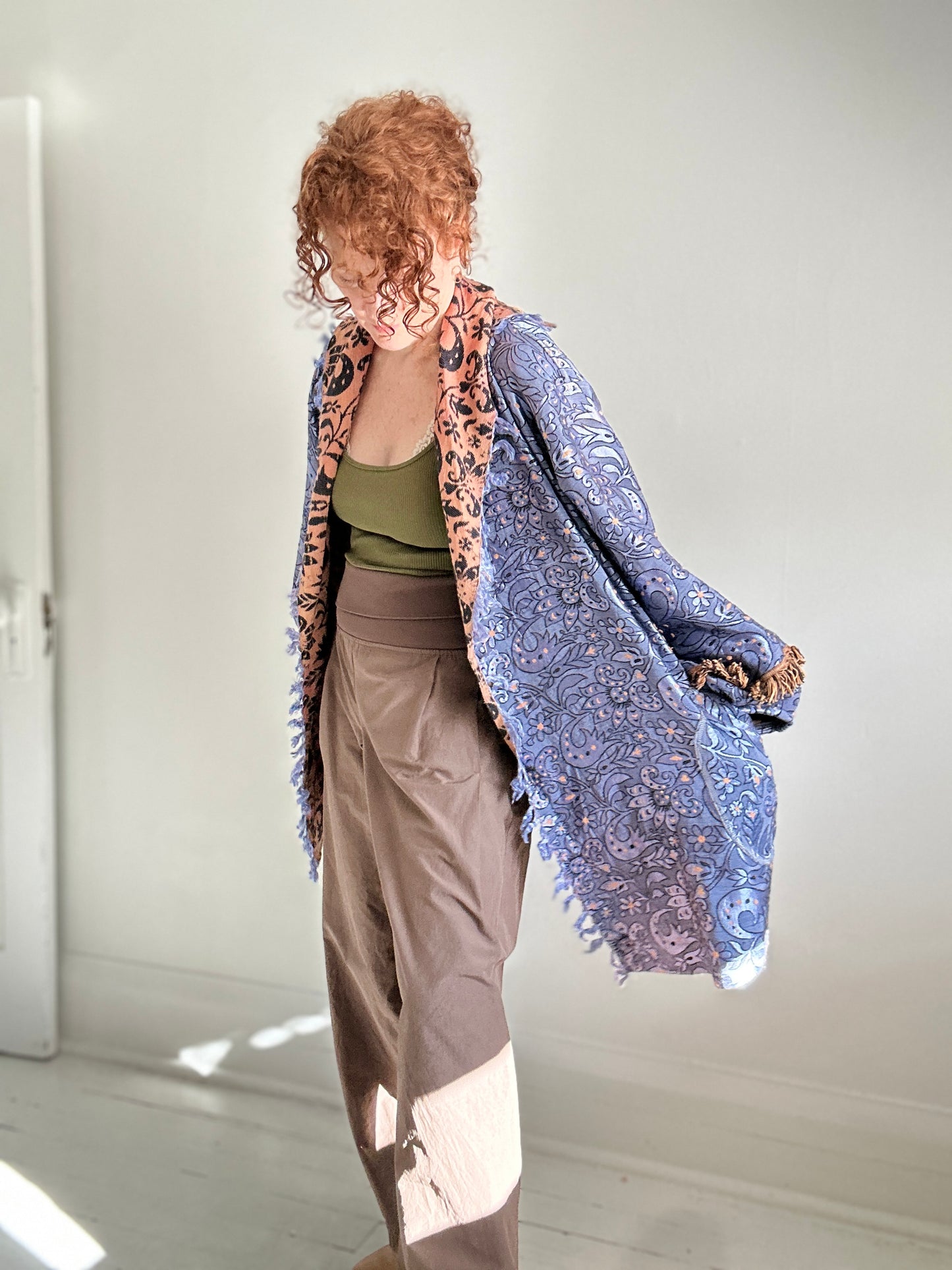 Vivianne Jacket with Upcycled Throw Blanket Size 2X/3X #CVJT23X24