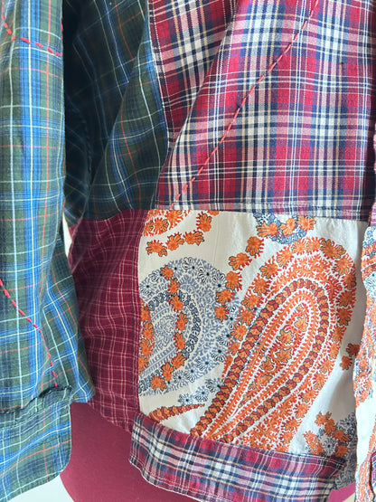 Reworked “Tuxedo Workwear” Buttondown Shirt with Handstitching 2X #TB23X9