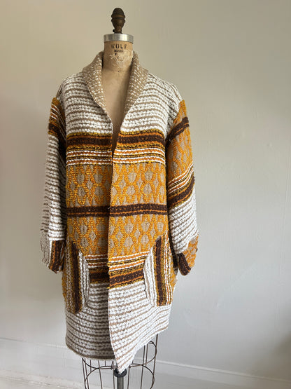 Vivianne Jacket with Upcycled Vintage Throw Blanket M/L #CVJTML9