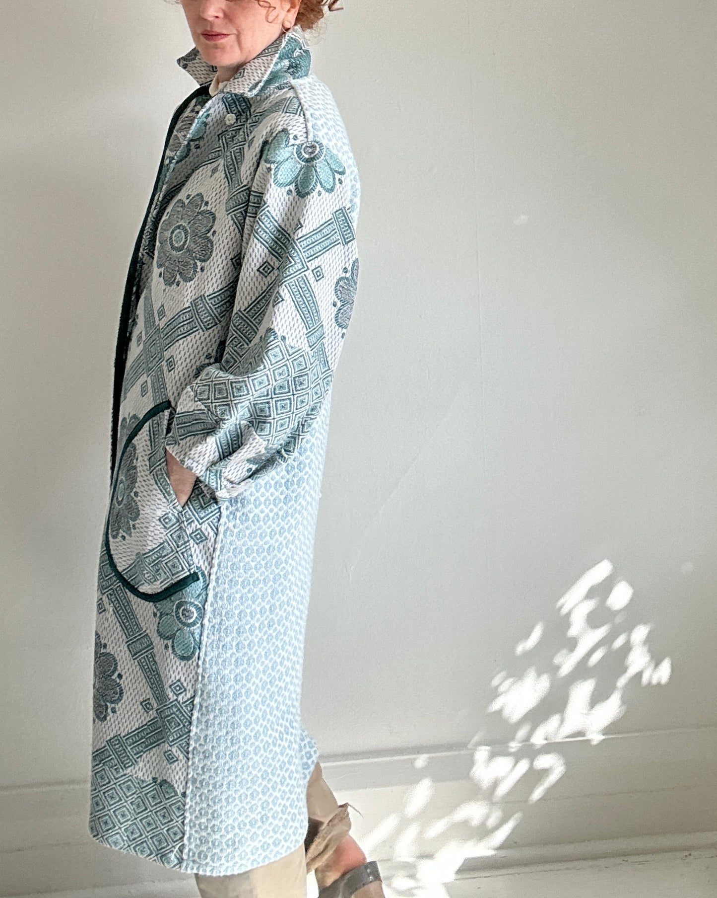 Trench with Vintage Throw Blankets Size M/L #TRENCHML108