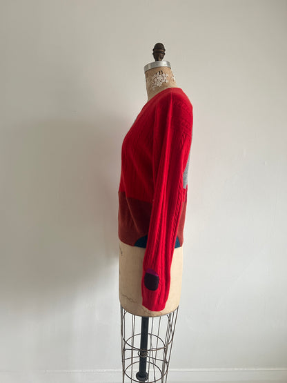 Abstract Art Patched Upcycled Cashmere Sweater XL/2X #CASX2X27