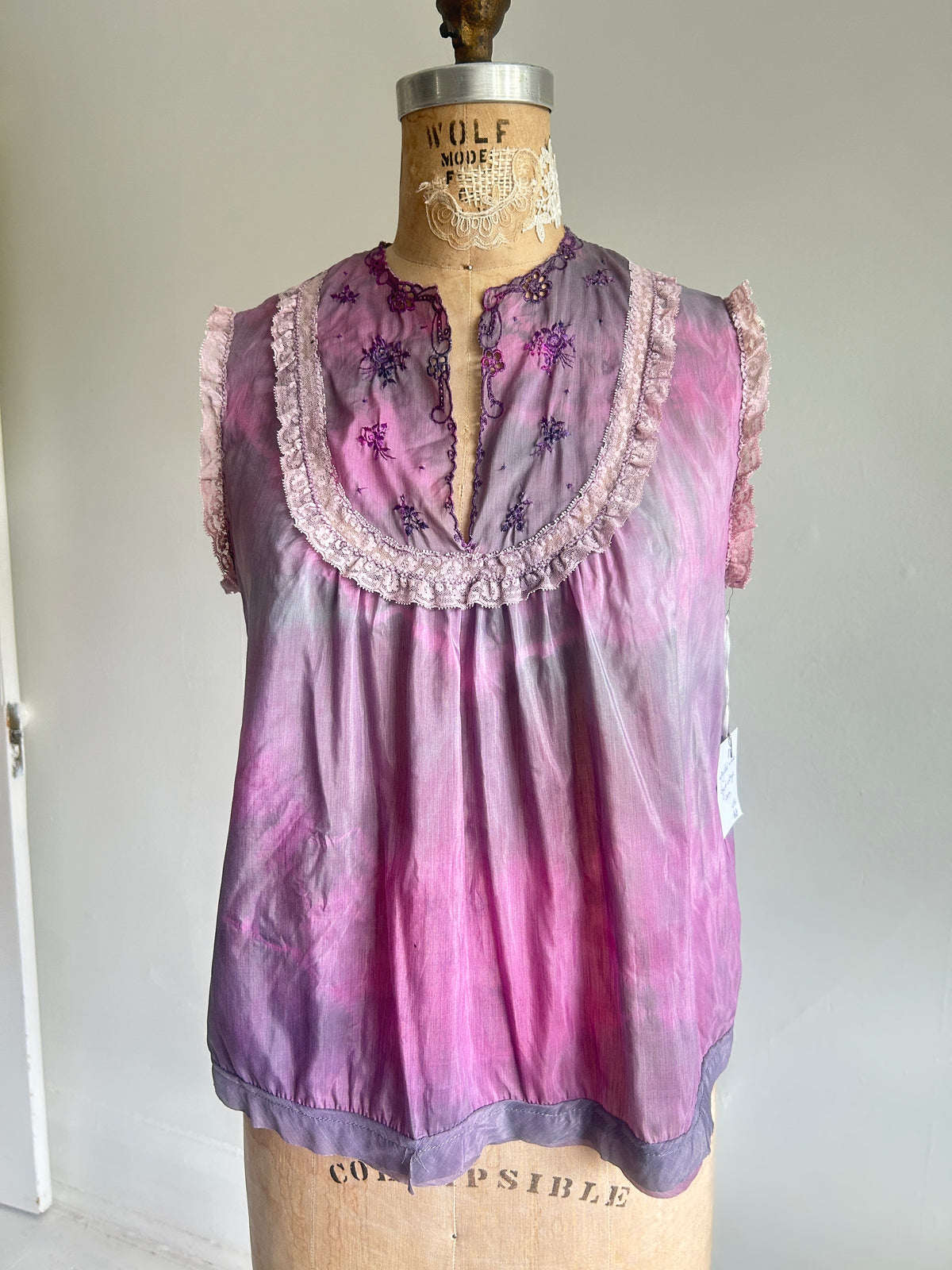 Hand Dyed Marbled Vintage Cropped Top Size L/XL #VIN5