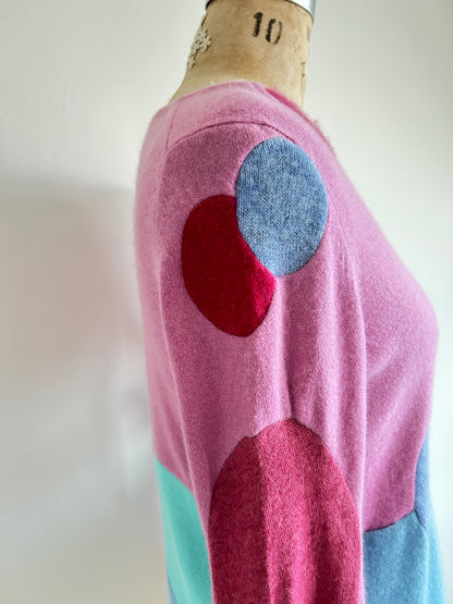 Abstract Art Patched Upcycled Cashmere Sweater S/M #CASSM21