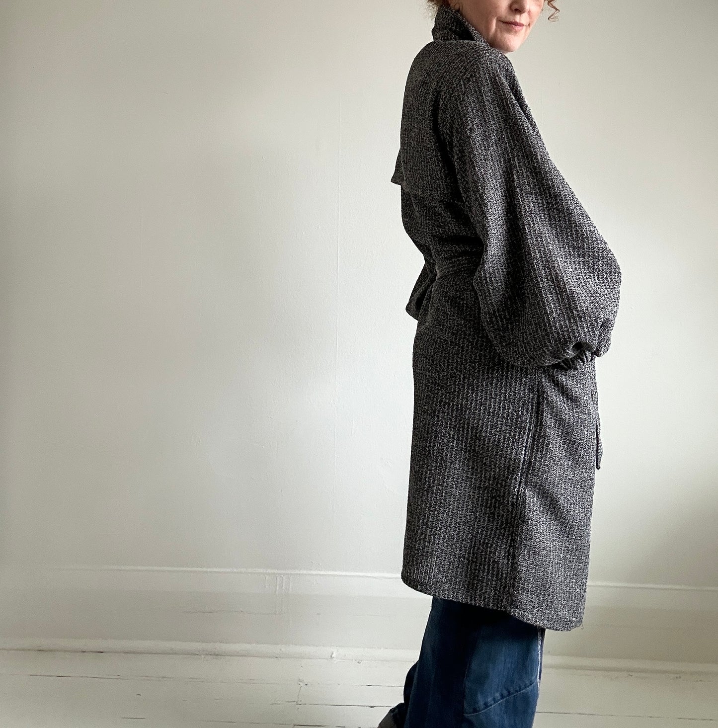 Edit Trench with Deadstock Charcoal & Silver Weave Sizes XS-2X #CTEB