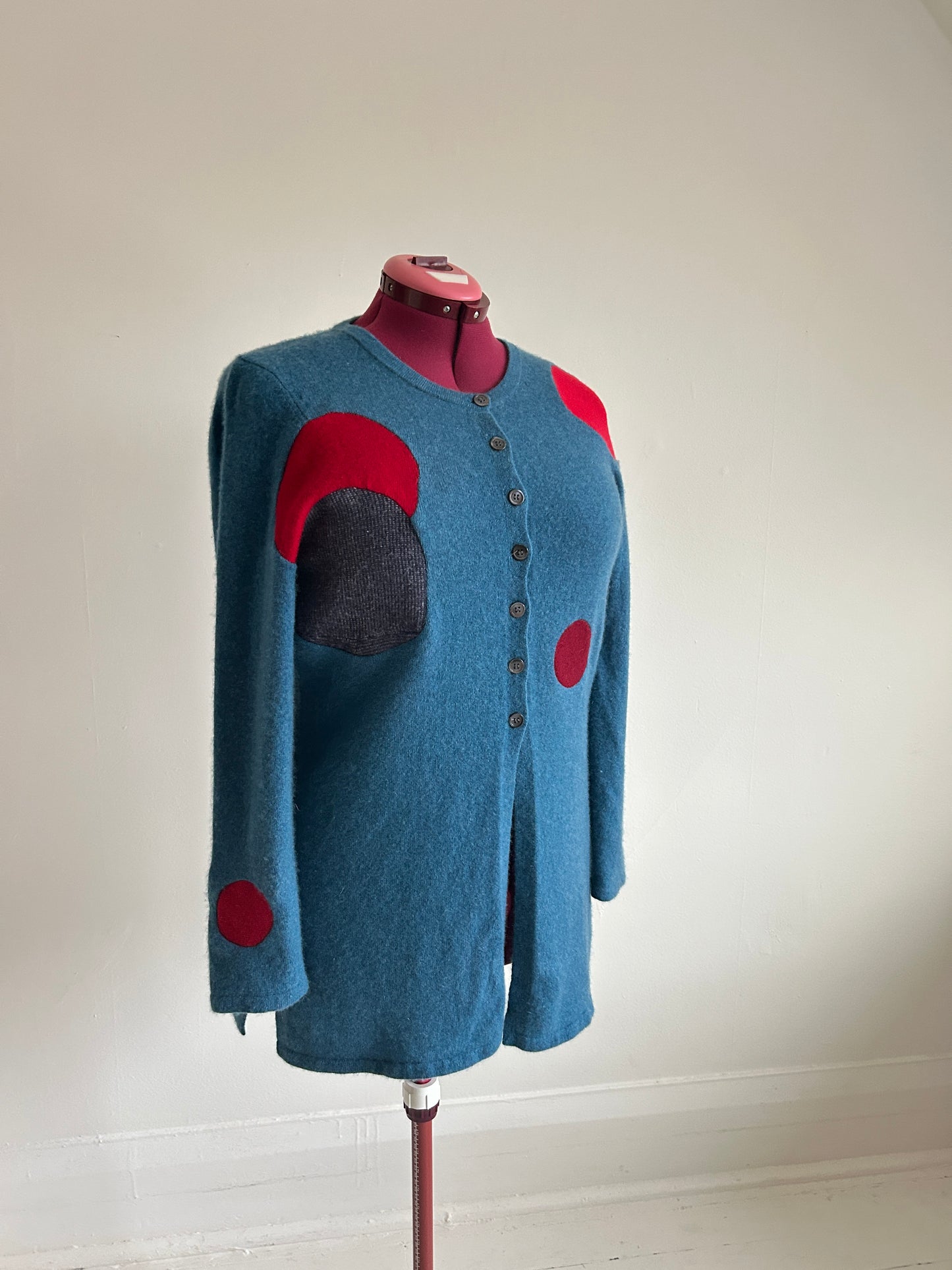 Abstract Art Patched Upcycled Cashmere Sweater L/XL #CAS23X36