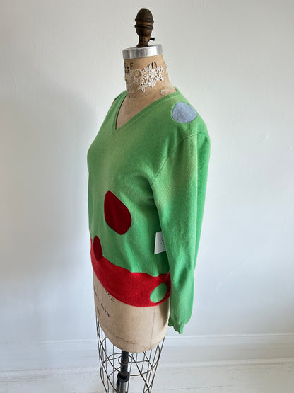 Abstract Art Patched Upcycled Cashmere Sweater L/XL #CASLXL19