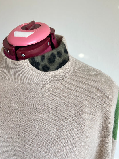 Abstract Art Patched Upcycled Cashmere Sweater 3X Tall #CAS3X4