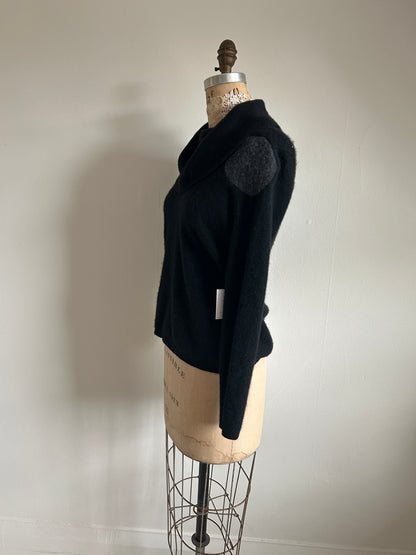 Abstract Art Patched Upcycled Cowl Neck Cashmere Sweater M/L #CASML32