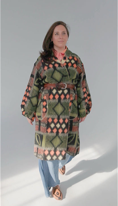 Vivianne Duster with Upcycled Vintage Blanket Size 2X/3X #CVDW23X55