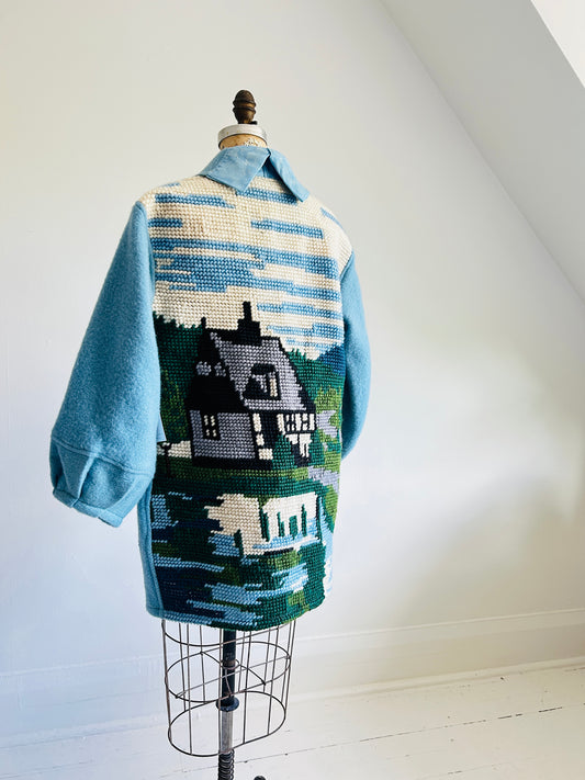 Vivianne Jacket with Upcycled Vintage Wool & Needlework Tapestry Size S/M #CVJWSM14