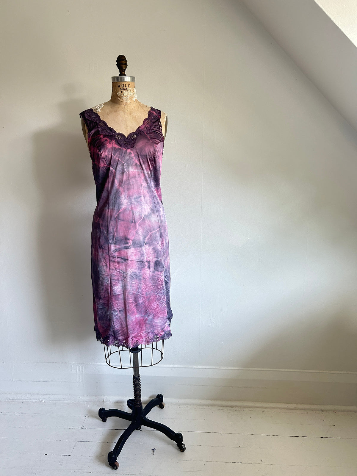Hand Dyed Vintage Slip Dress Size L #VIN10