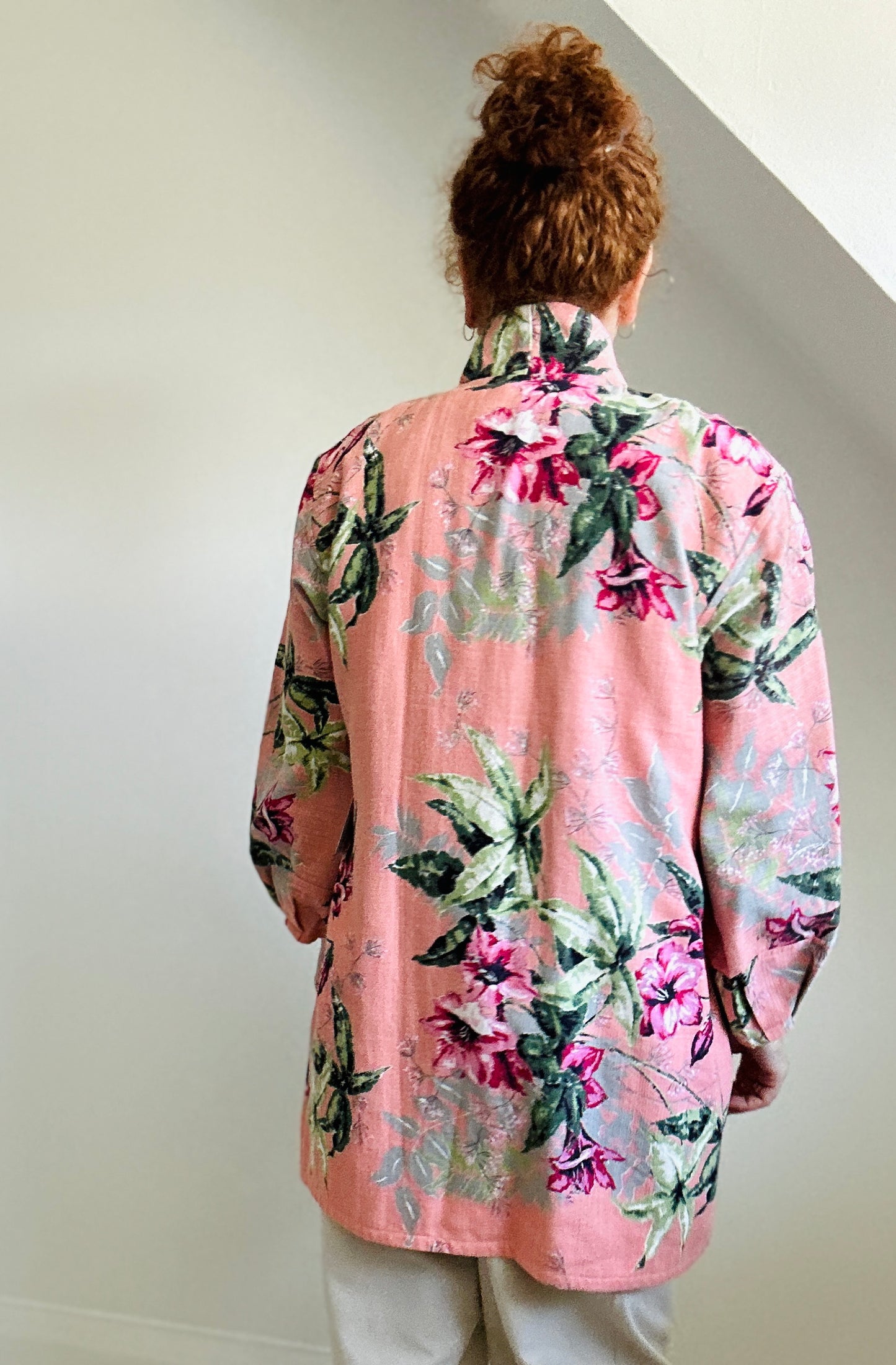 Vivianne Upcycled Vintage Barkcloth & Lined Jacket Size M/L #CVJCML105