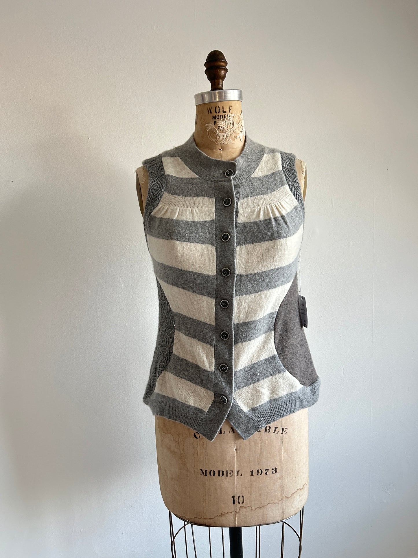 Abstract Art Patched Upcycled Cashmere Vest Size XS/S #CAVXXS22