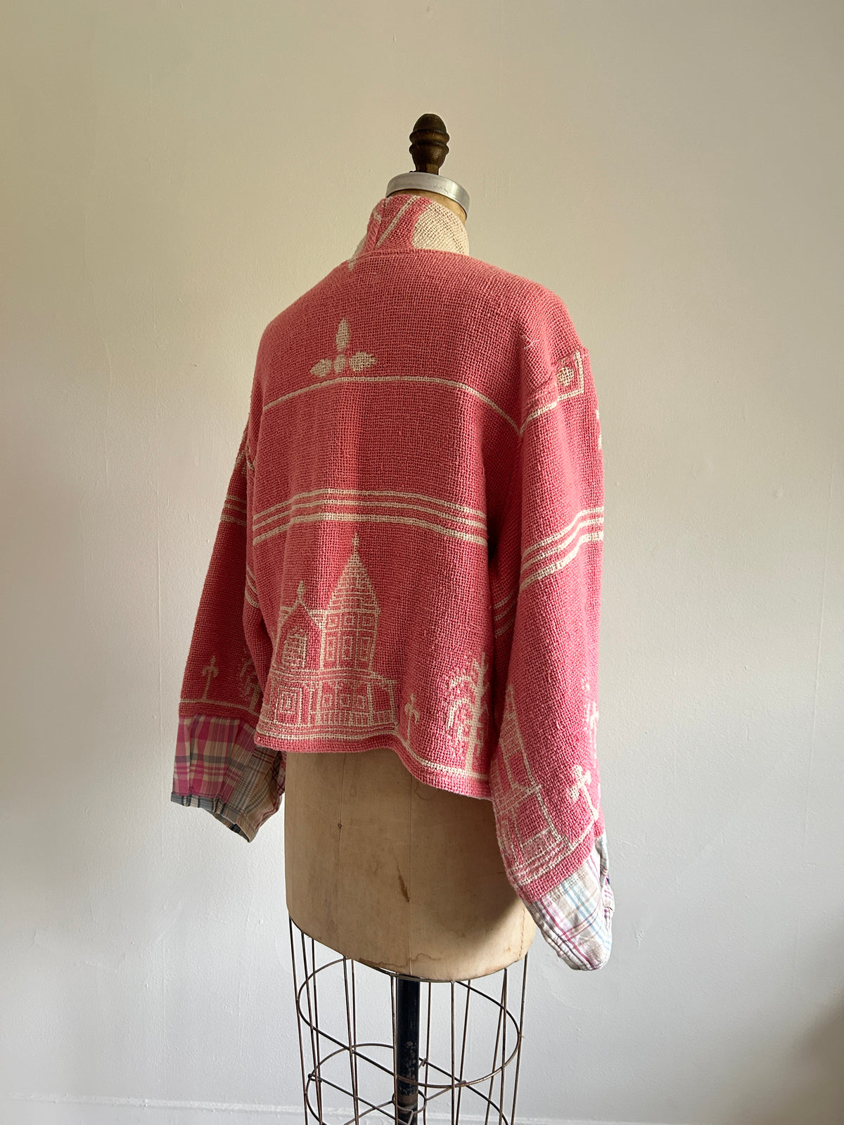 Vivianne Cropped Jacket with Upcycled Throw Blanket M/L #CVCTML7