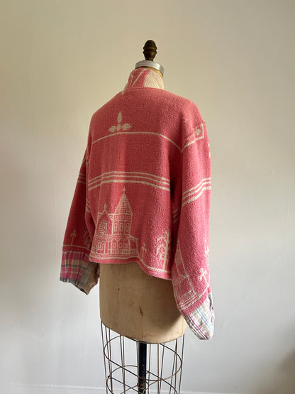 Vivianne Cropped Jacket with Upcycled Throw Blanket M/L #CVCTML7