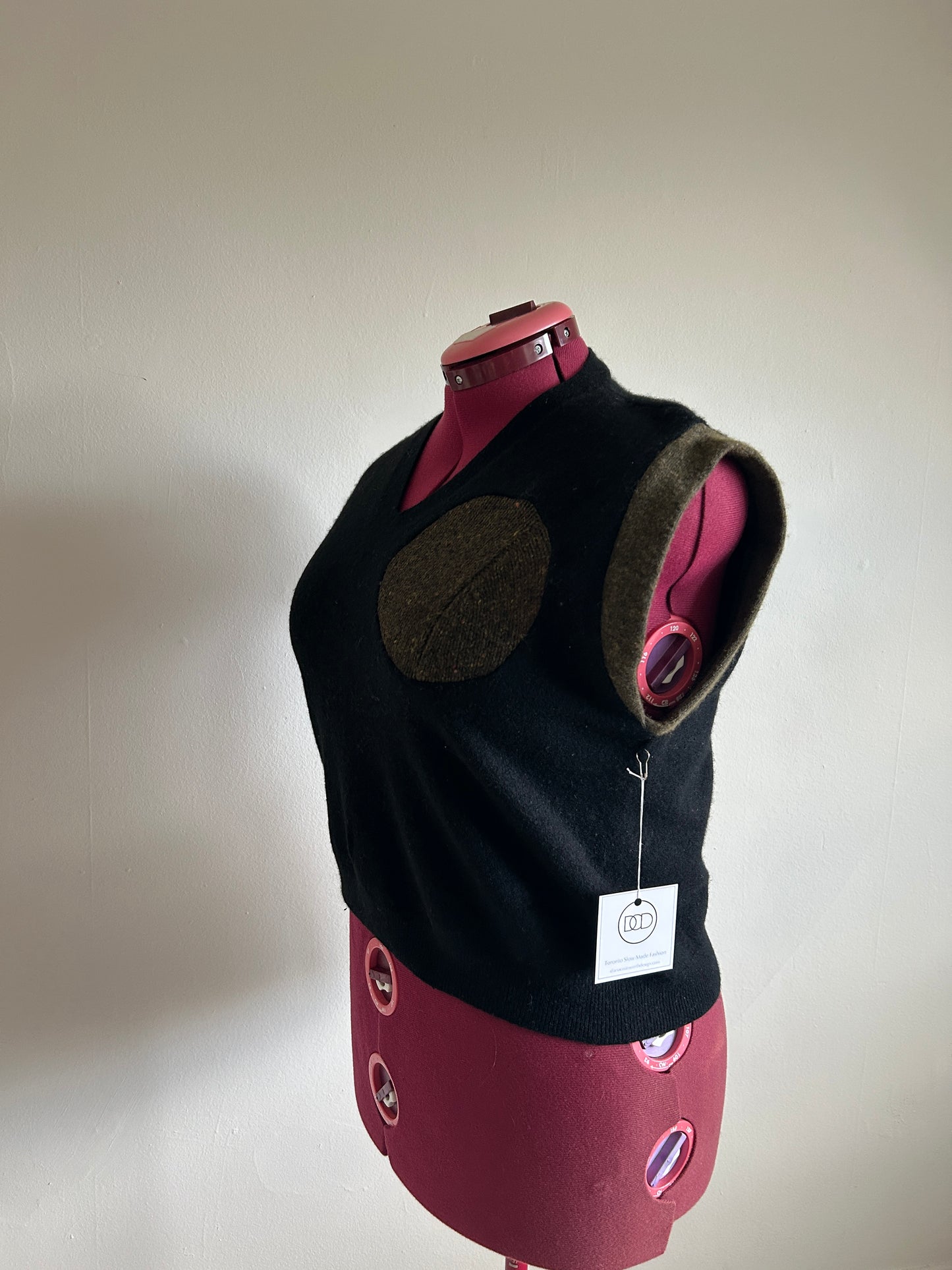 Abstract Art Patched Upcycled Cashmere Vest Size 2X/3X #CAV23X33