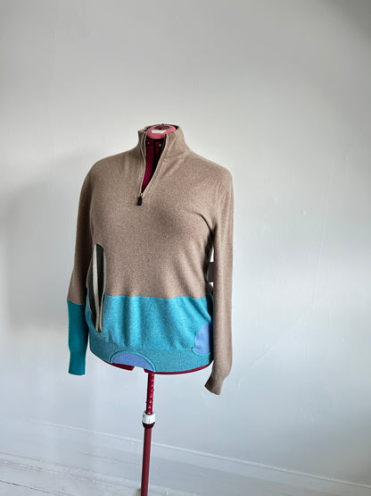 Abstract Art Patched Upcycled Cashmere Sweater XL/2X #CASX2X26