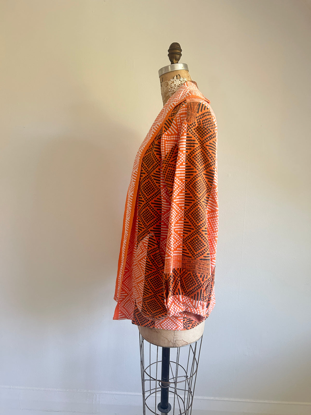 Vivianne Jacket with Upcycled Vintage Cotton Lightweight Throw Size S/M #CVBTXSS3