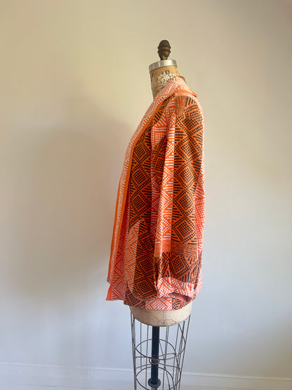 Vivianne Jacket with Upcycled Vintage Cotton Lightweight Throw Size S/M #CVBTXSS3
