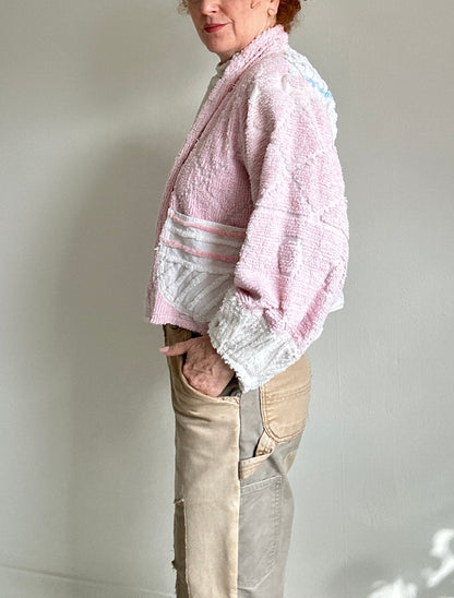 Vivianne Cropped Jacket with Upcycled Vintage Chenille Size M/L #CVCCHML100
