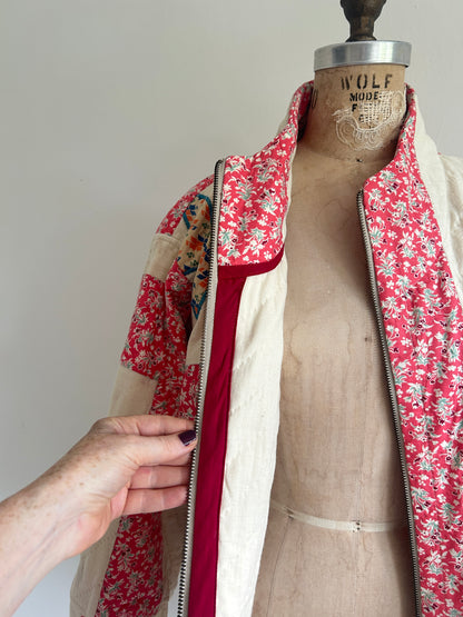 Billie Zip Up Jacket with Upcycled Vintage Butterfly Quilt Size XL/2X #BILLX2XCR4