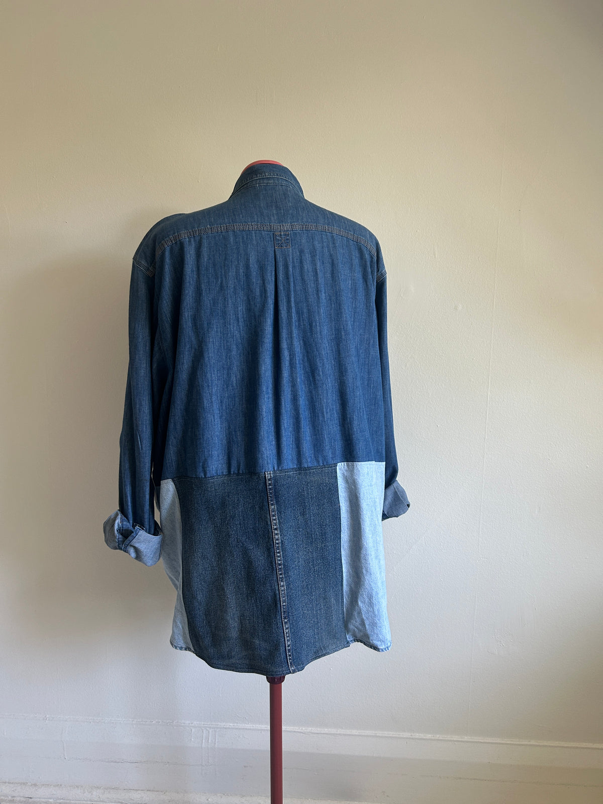 Upcycled Modern Workwear Wrangler Denim Shirt - Circle Series Size 2X/3X #DEN3X6