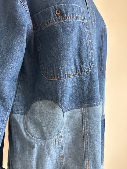 Upcycled Modern Workwear Wrangler Denim Shirt - Circle Series Size L/XL #DBML7