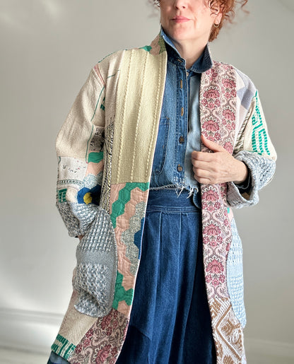 Vivianne Jacket with Upcycled Woven Throw Patchworked Size S/M #VIVT8