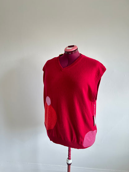 Abstract Art Patched Upcycled Cashmere Vest Size 3X/4X #CAV34X31