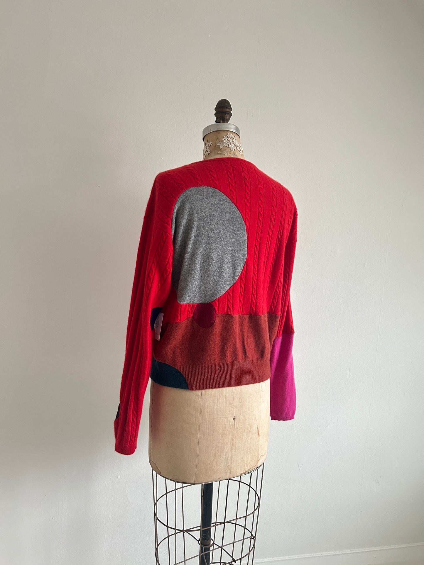 Abstract Art Patched Upcycled Cashmere Sweater XL/2X #CASX2X27