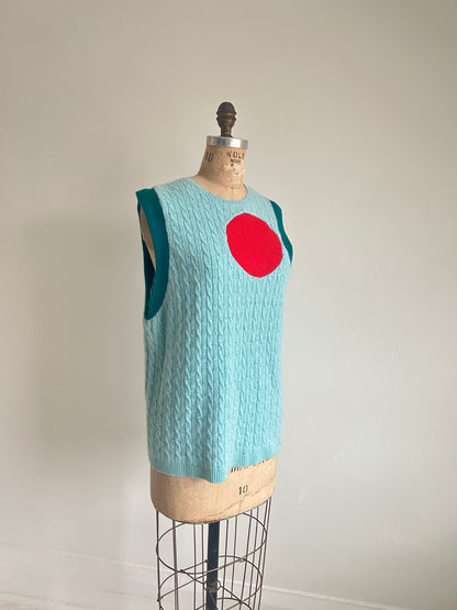Abstract Art Patched Upcycled Cashmere Vest Size XL/2X #CAVX2X27