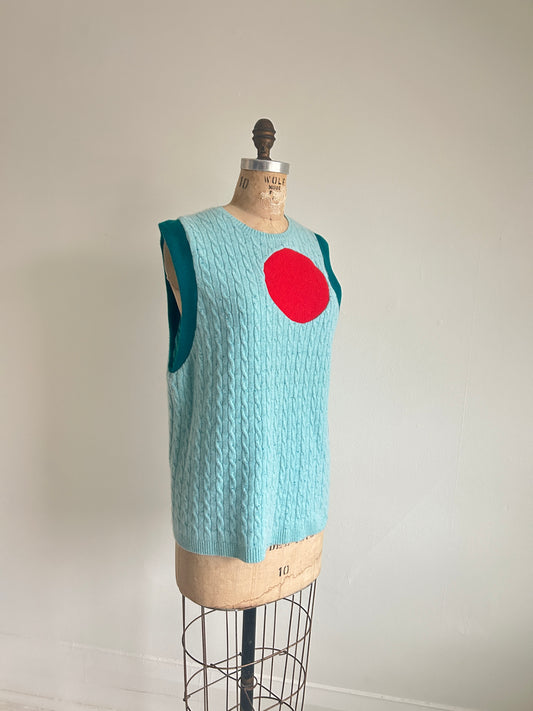 Abstract Art Patched Upcycled Cashmere Vest Size XL/2X #CAVX2X27