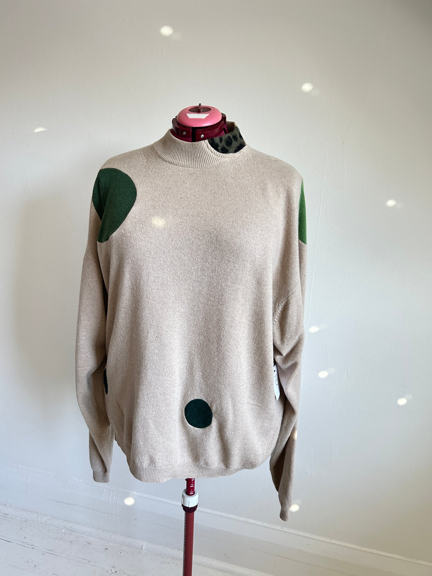 Abstract Art Patched Upcycled Cashmere Sweater 3X Tall #CAS3X4