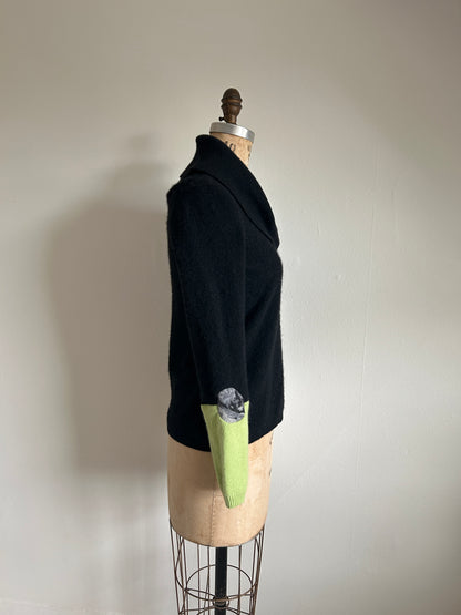 Abstract Art Patched Upcycled Cowl Neck Cashmere Sweater M/L #CASML32