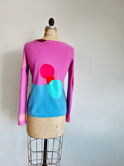 Abstract Art Patched Upcycled Cashmere Sweater S/M #CASSM21