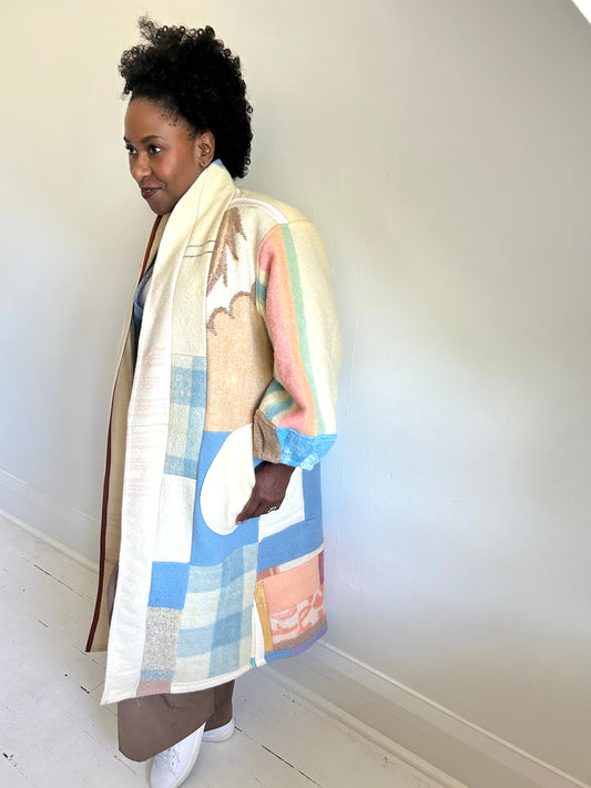 Vivianne Duster with Patchwork Upcycled Vintage Wool Size 2X/3X #VIVW10