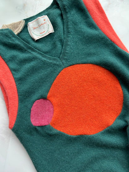 Abstract Art Patched Upcycled Cashmere Vest Size XS #ARTV11