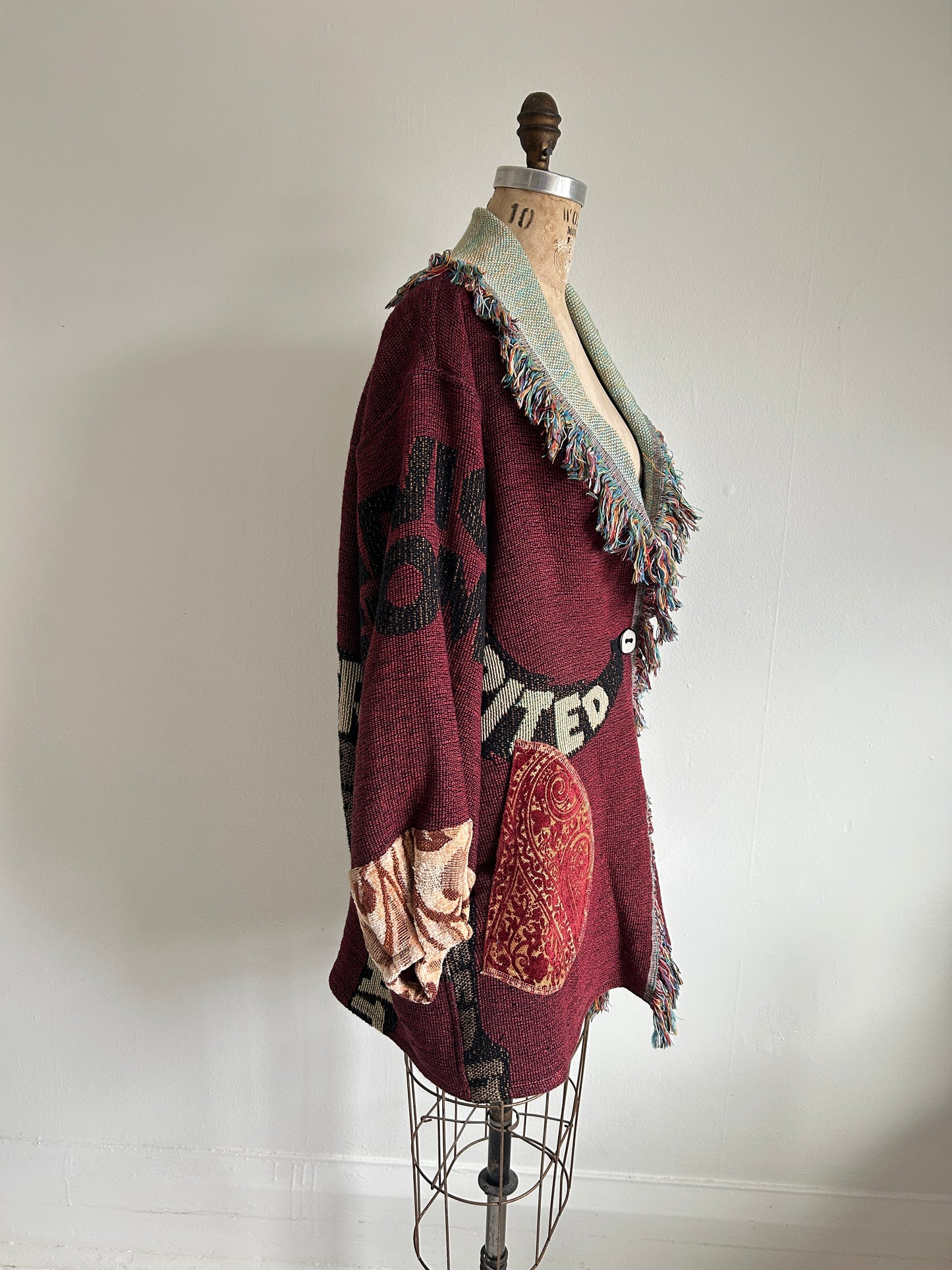 Vivianne Jacket with Upcycled Vintage Throw Blanket Horse Theme S/M #CVJTSM28