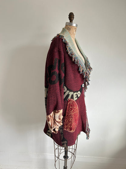 Vivianne Jacket with Upcycled Vintage Throw Blanket Horse Theme S/M #CVJTSM28