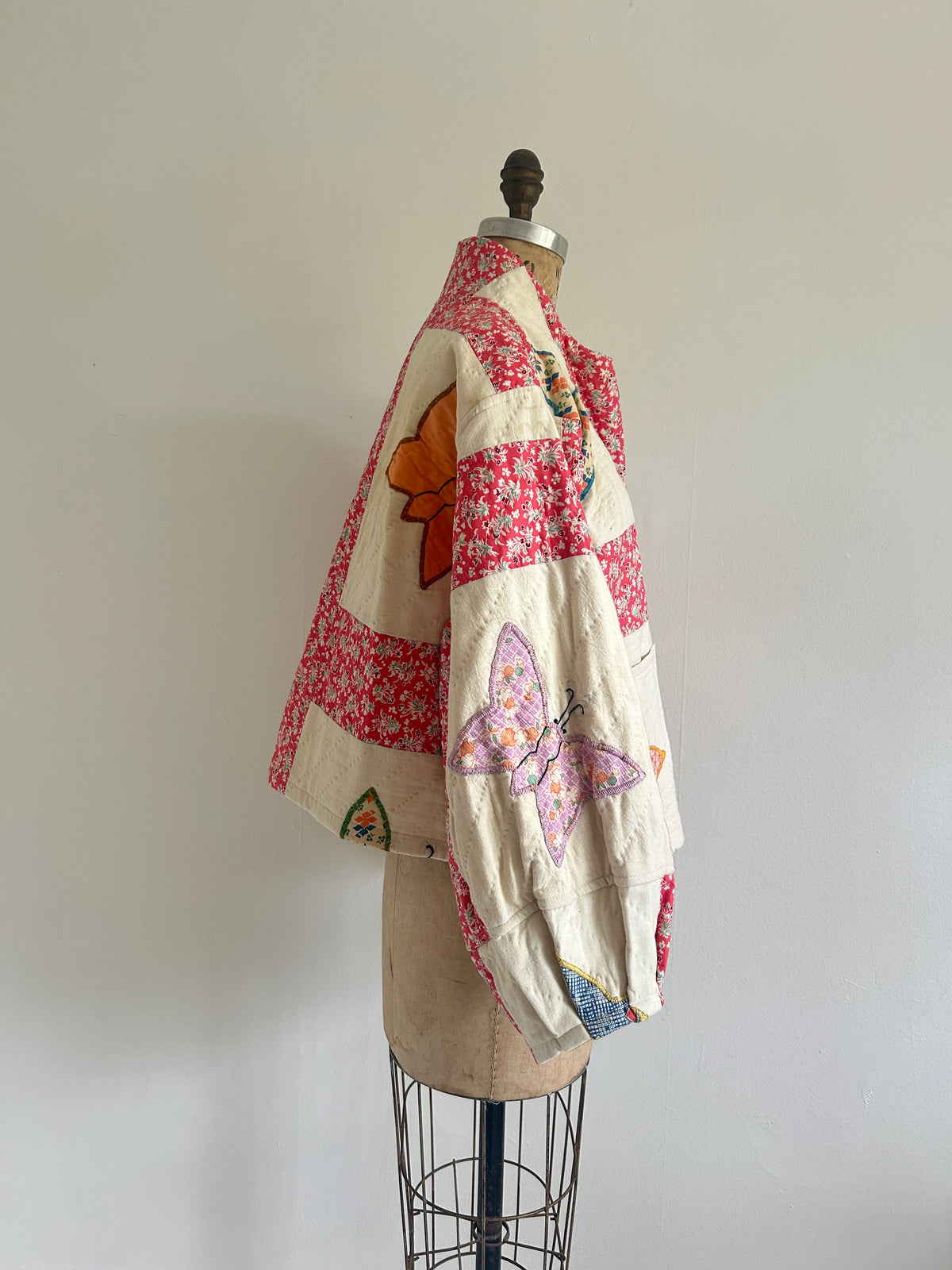Billie Zip Up Jacket with Upcycled Vintage Butterfly Quilt Size XL/2X #BILLX2XCR4