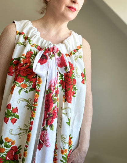 Marlowe Maxi Dress with Upcycled Vintage Linen Tablecloth O/S # MAR6