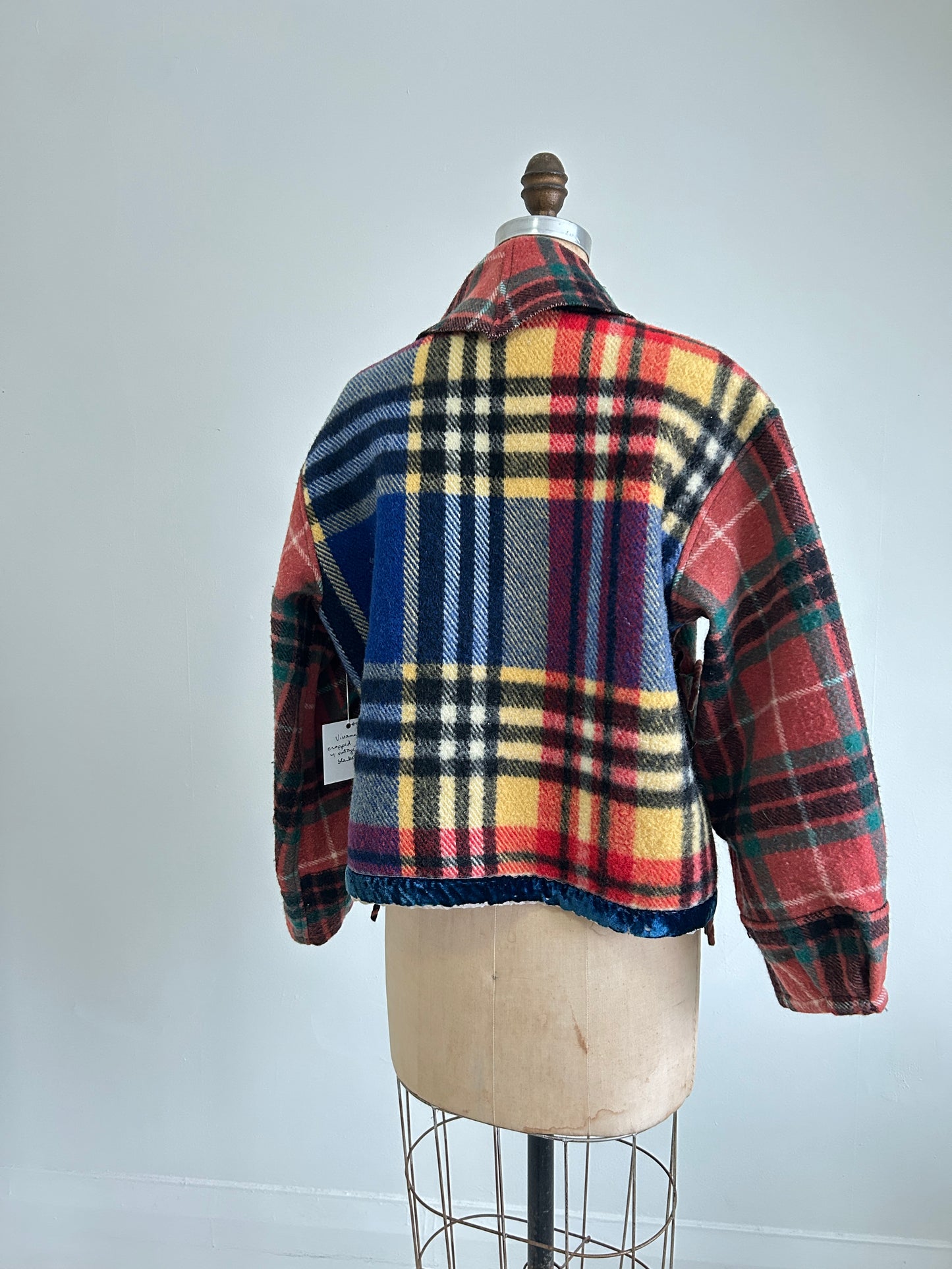 Vivianne Cropped Jacket with Upcycled Vintage Wool Size M/L #CVCWML46