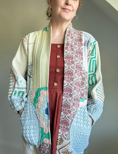 Vivianne Jacket with Upcycled Woven Throw Patchworked Size S/M #VIVT8