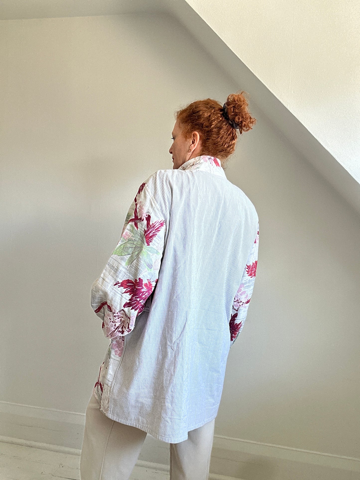 Vivianne Upcycled Vintage Barkcloth & Lined Jacket Size 2X/3X #CVJC23X106