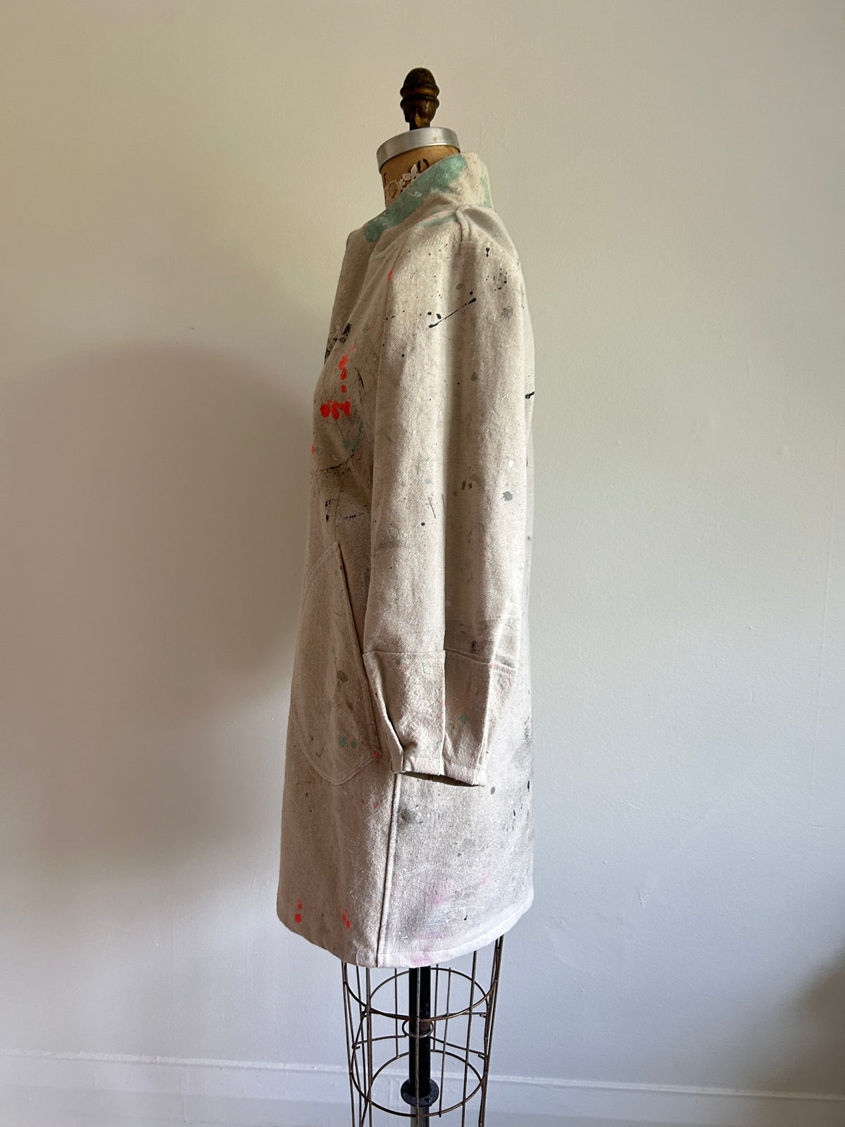 Billie Zip Up Jacket with Upcycled Painters Drop Cloths Size XS/S #BILLJXSS10
