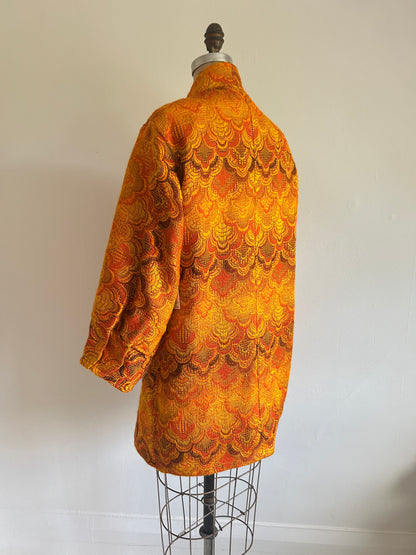 Billie Zip Up Jacket with Upcycled Vintage Draperies Size S/M #BILLJSM8