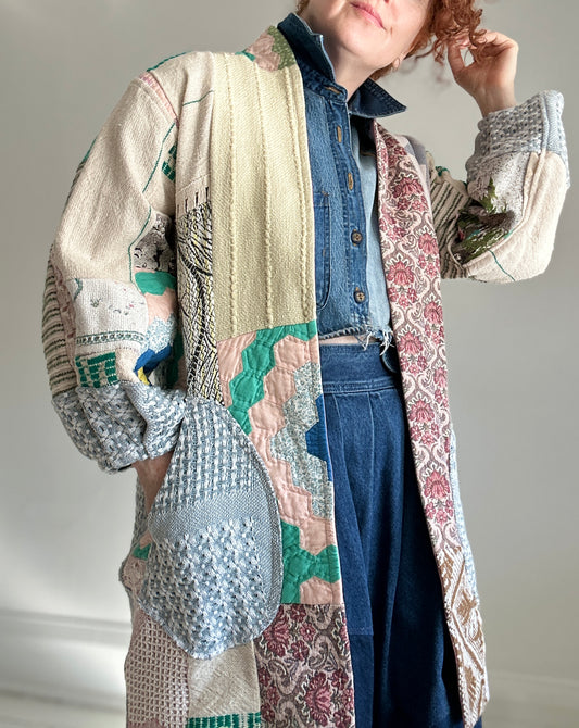 Vivianne Jacket with Upcycled Woven Throw Patchworked Size S/M #VIVT8