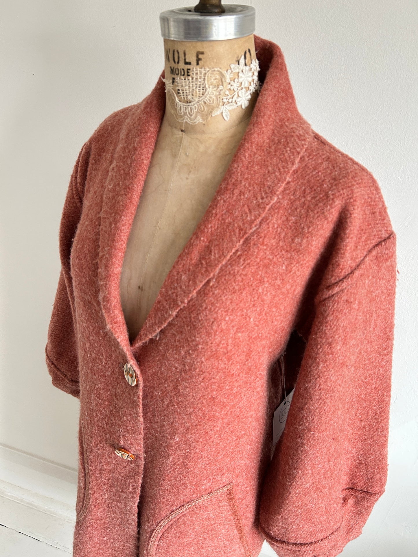 Vivianne Duster with Upcycled Vintage Kenwood Wool Blanket Size S/M #CVDWSM59