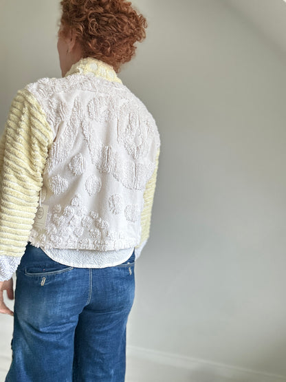Vivianne Cropped Jacket with Upcycled Vintage Chenille Size S/M #CVCCHSM12